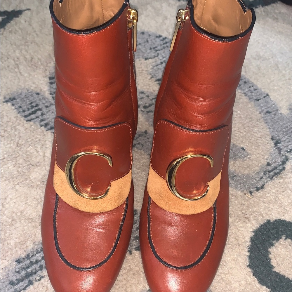 EUC Chloe “C-Logo” Brown Boots Sz 37.5